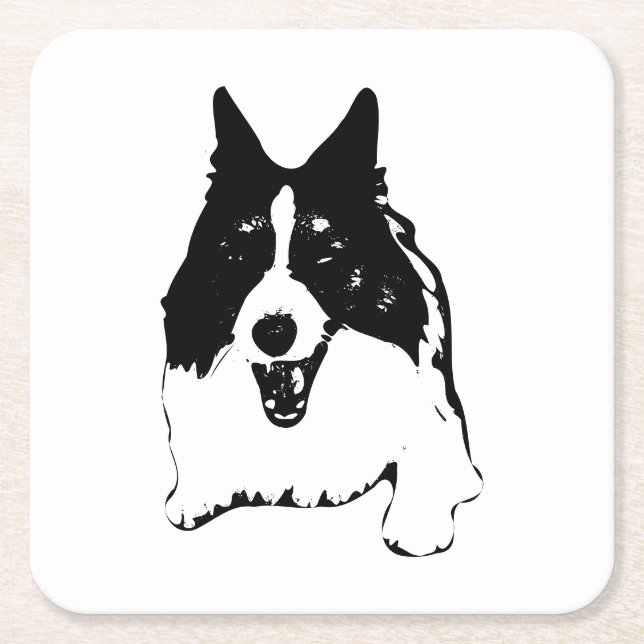 Table lächelt, Corgi-Studie Rechteckiger Pappuntersetzer (Vorderseite)