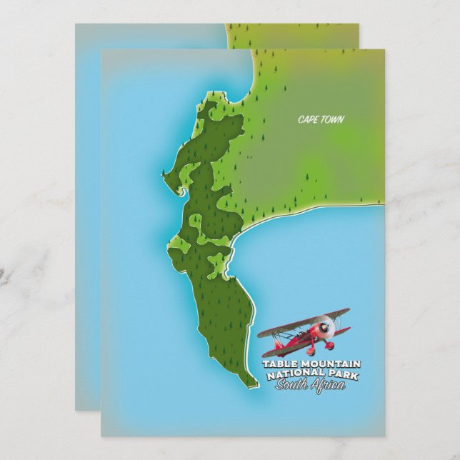 Table Mountain National Park Südafrika Karte (Vorne/Hinten)