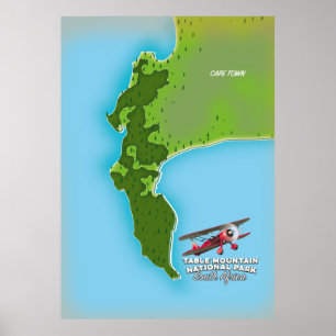 Table Mountain Nationalpark Südafrika Karte Poster
