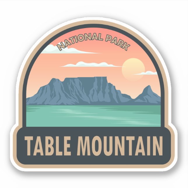Table Mountain Nationalpark Südafrika Vintag Aufkleber (Vorderseite)