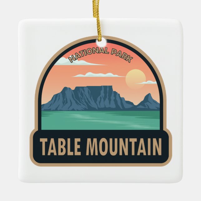 Table Mountain Nationalpark Südafrika Vintag Keramikornament (Vorderseite)