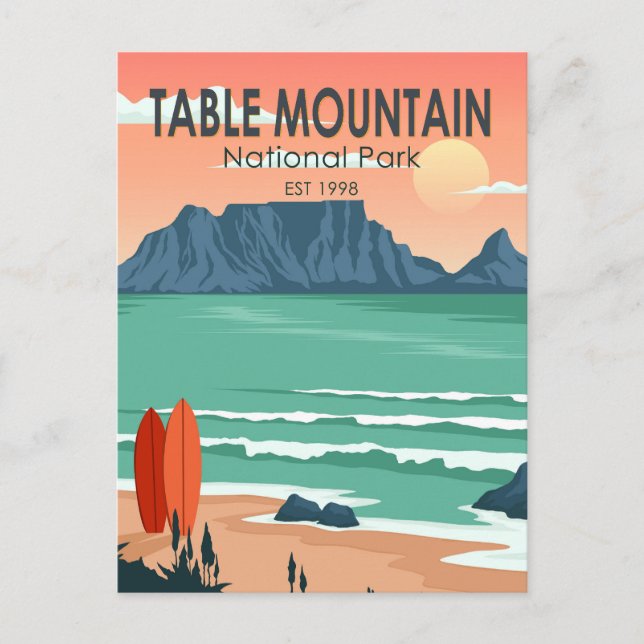 Table Mountain Nationalpark Südafrika Vintag Postkarte (Vorderseite)