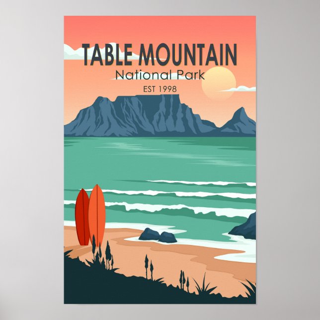 Table Mountain Nationalpark Südafrika Vintage Poster (Vorne)