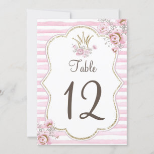 Table number princess floral pink gold einladung