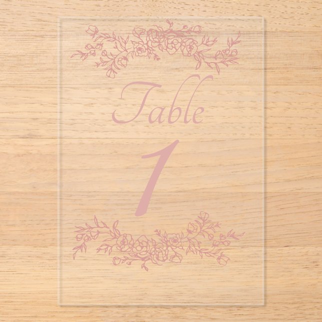 Table Number Simple Minimalist Clear Acryleinladungen (Vorderseite)