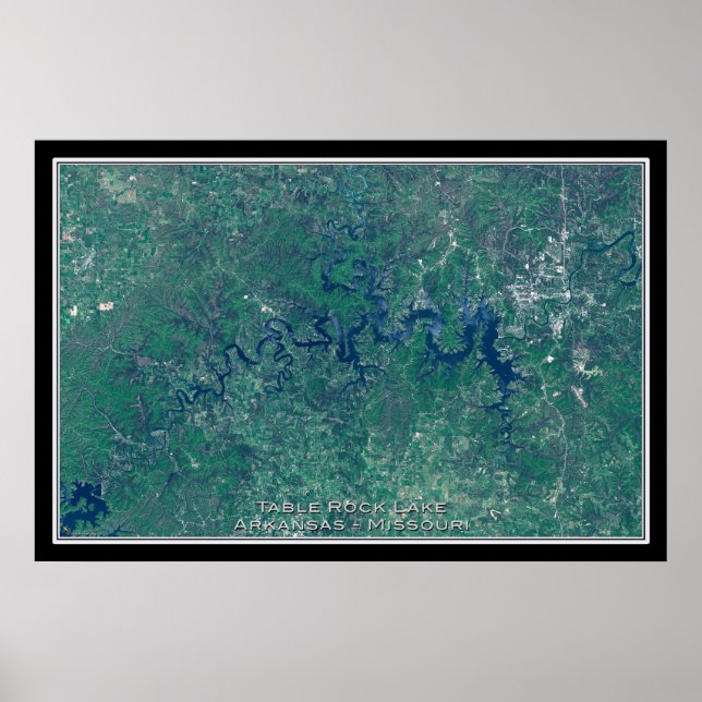 Table Rock Lake Arkansas - Missouri Satellite Map Poster (Vorne)