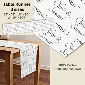 Table Runner Add Names Black White Infinity Scroll Kurzer Tischläufer
