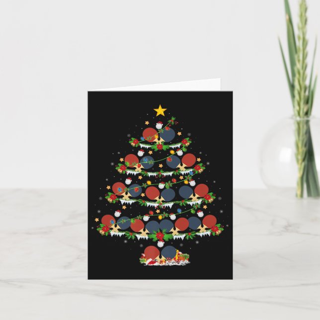 Table Tennis Christmas Tree Lights Srts Player Xma Karte (Vorderseite)