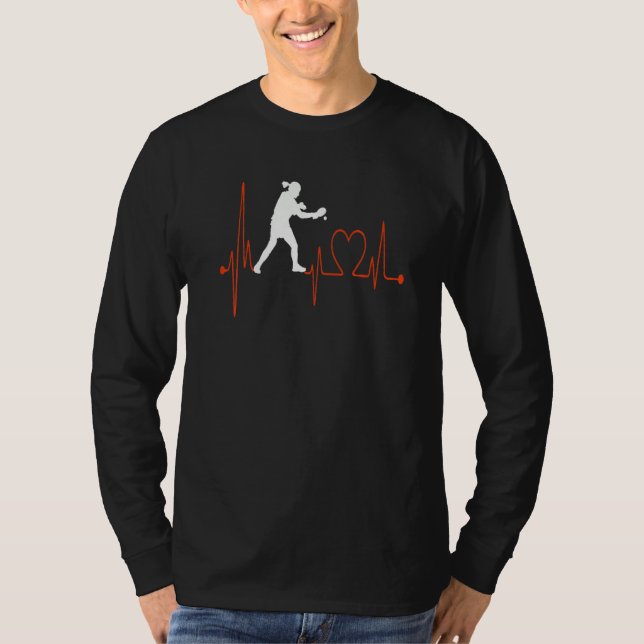 Table Tennis Player Heartbeat EKG Pulse Line Ping  T-Shirt (Vorderseite)