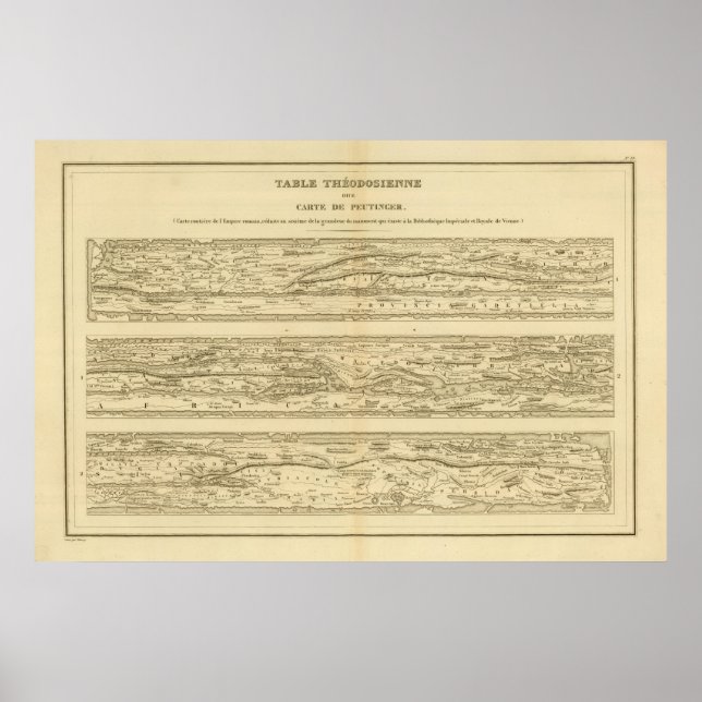 Table Theodosian Dite Card Peutinger Poster (Vorne)