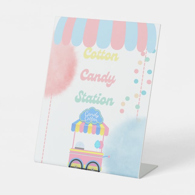 Table Top Food Sign Cotton Candy Station For Party Sockelschild (Vorderseite)