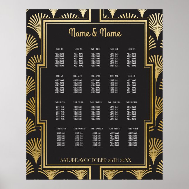 Table Wedding Gatsby Art Deco 1920s 20 Sitzplan P Poster (Vorne)