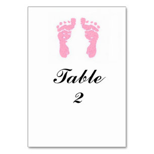 Tablecard "Baby Girl Footprints" Tischnummer