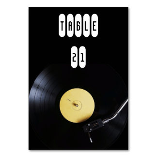 TableCard: Vinyl Record auf Turntable. Retro-Thema Tischnummer