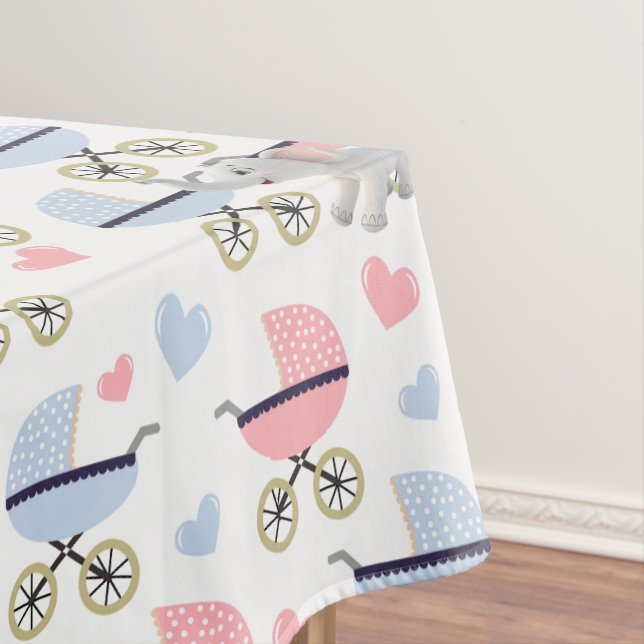 Tablecloth Baby Stroller Stork Pink Blue Elephant Tischdecke (Beispiel)