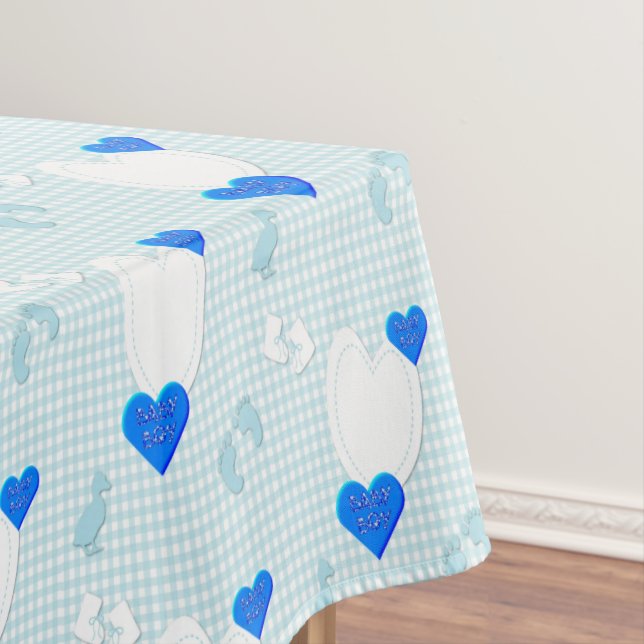 Tablecloth Blue White Kariert Baby Boy Tischdecke (Beispiel)