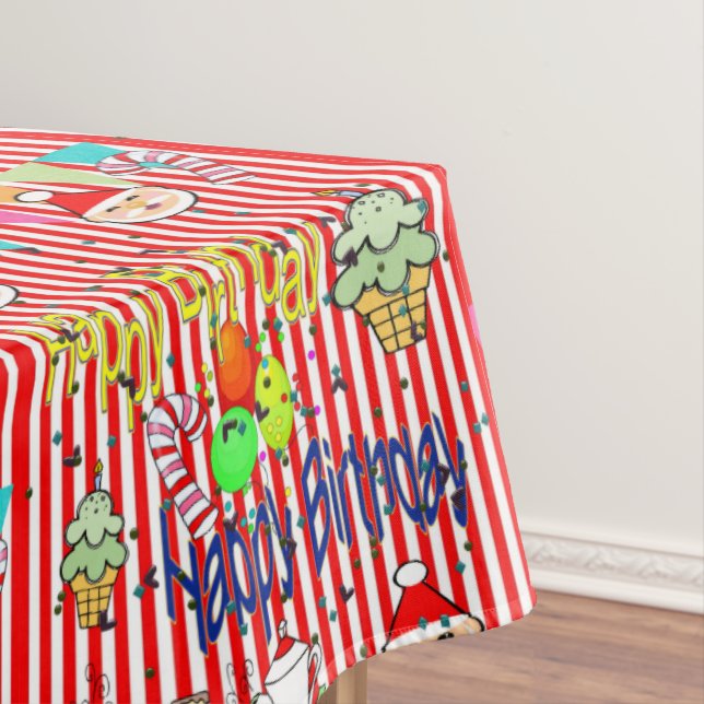 Tablecloth, Frohe Weihnachtsstreifen glücklich Geb Tischdecke (Beispiel)