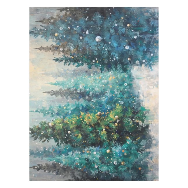 Tablecloth Green Christmas Trees Winter Forest Tischdecke (Vorderseite)