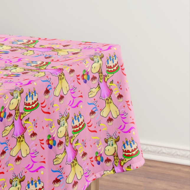 Tablecloth Happy Birthday Giraffe Pink Tischdecke (Beispiel)