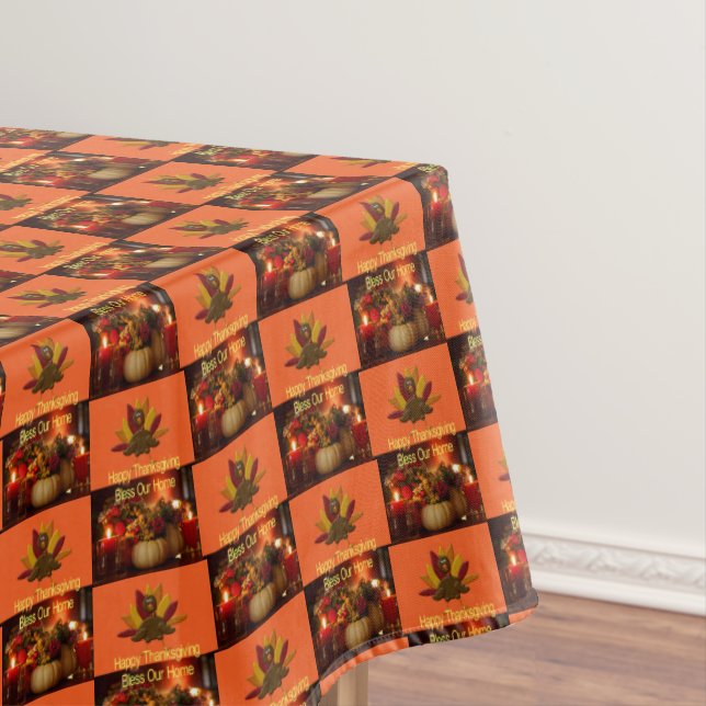 Tablecloth Happy Thanksgiving Segne unsere Zuhause Tischdecke (Beispiel)