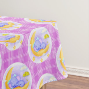 Tablecloth Lila Karierter Elephant Tischdecke