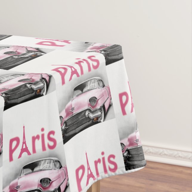 Tablecloth Paris Frankreich Pink Car Tischdecke (Beispiel)