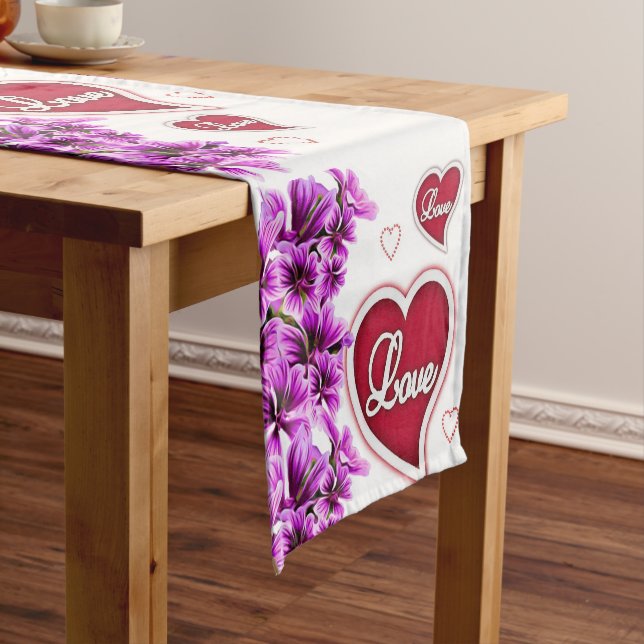 Tablecloth Runner Valentines Floral Kurzer Tischläufer (Beispiel)