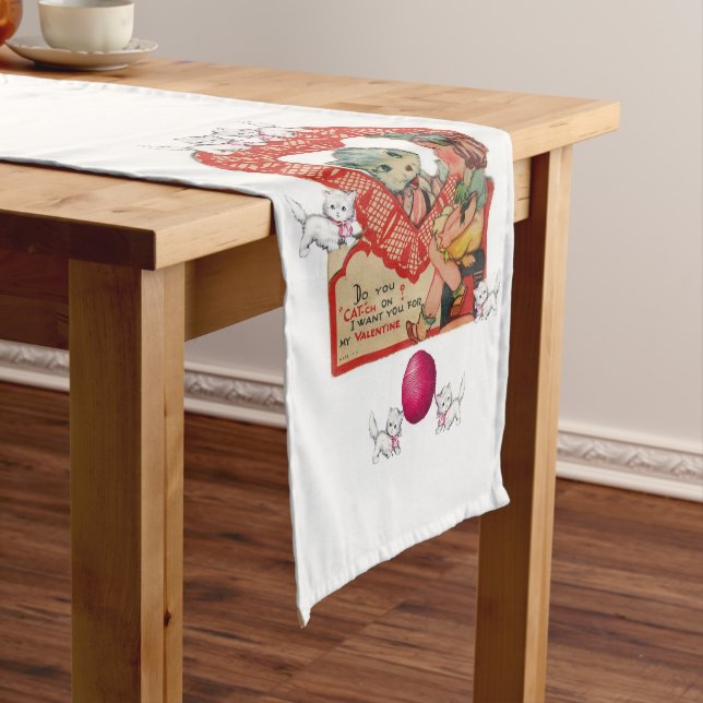 Tablecloth Runner Valentines Kitten Kurzer Tischläufer (Beispiel)