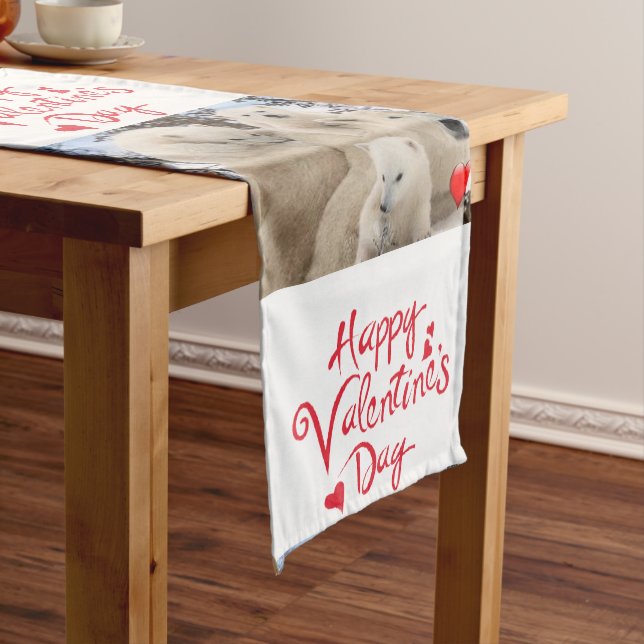 Tablecloth Runner Valentines Polar Bear Kurzer Tischläufer (Beispiel)
