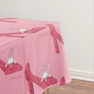 Tablecloth Valentine's Day Pink Shoe Liebe Hallo Tischdecke