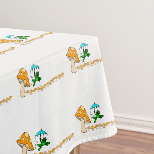 Tablecloth White Frosch Ribbit Style Pilz Tischdecke (Beispiel)