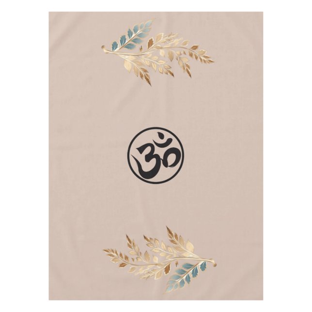 Tablecloth with Beige Background, Golden Branches, Tischdecke (Vorderseite)
