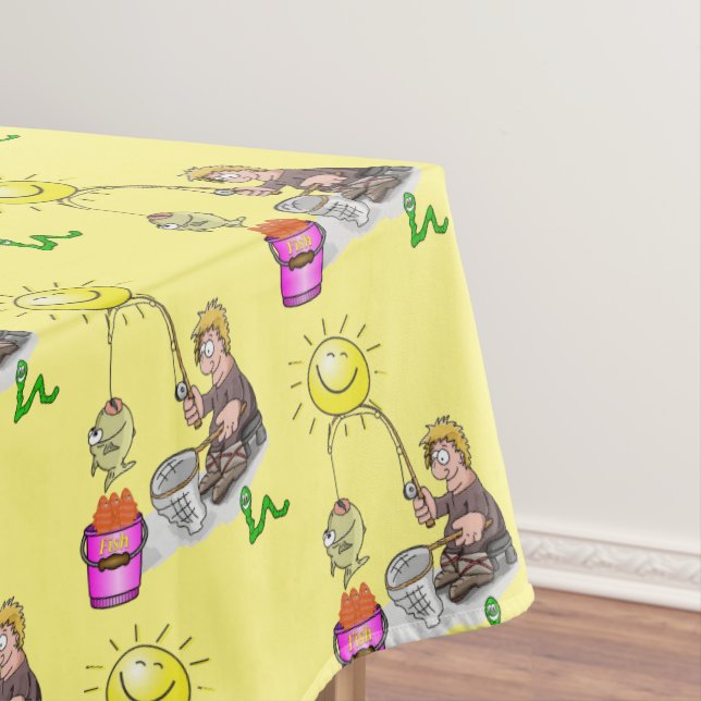 Tablecloth Yellow Fisherman Fish Sun Tischdecke (Beispiel)