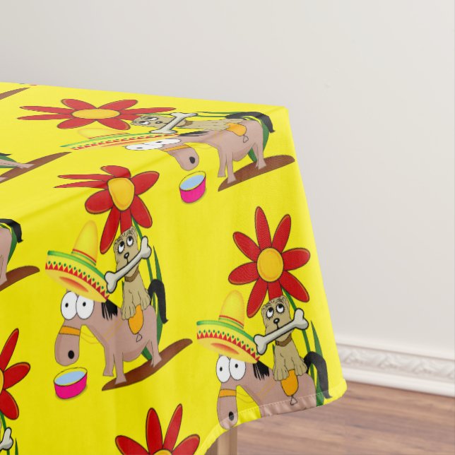 Tablecloth Yellow Mexican Donkey Dog Sombrero Tischdecke (Beispiel)