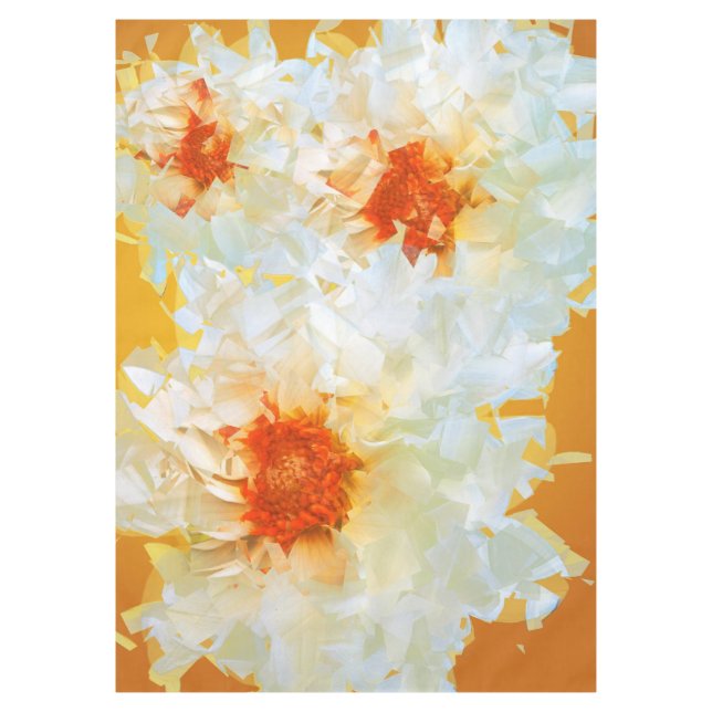Tableclout Blume Weiß Orange Cubist Tischdecke (Vorderseite)