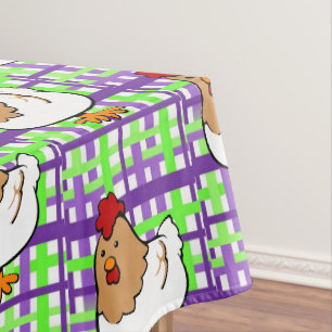 Tableclout Hühnchen Lila grün Kariert Tischdecke