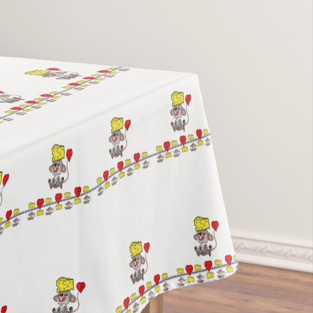 Tableclout Weiße Käsesäule, gelbe Maus Tischdecke (Beispiel)