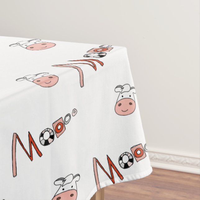 Tableclout Weiße Kühe Moo Bauern Tischdecke (Beispiel)