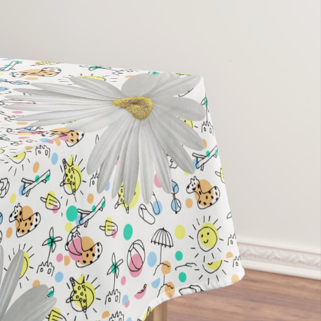Tableclout White Daisy Floral Summer Fun Tischdecke (Beispiel)
