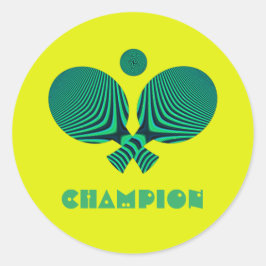 Tabletennis-Champion im aquamarinen Retro-Stil Runder Aufkleber
