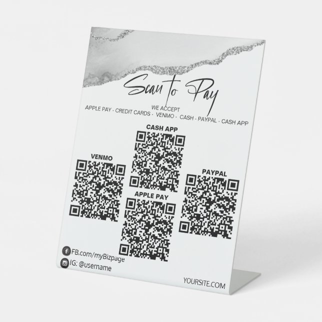 *~* Tabletop 4 QR ZAHLUNGEN Tabelle Zehntelseilübe Sockelschild (Vorderseite)