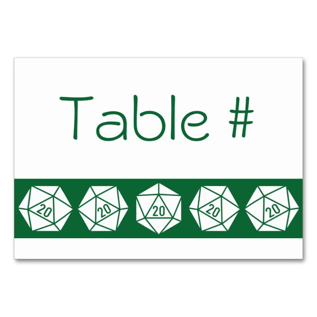 Tabletop Chic in der grünen Tischkarte Tischnummer (Vorderseite)