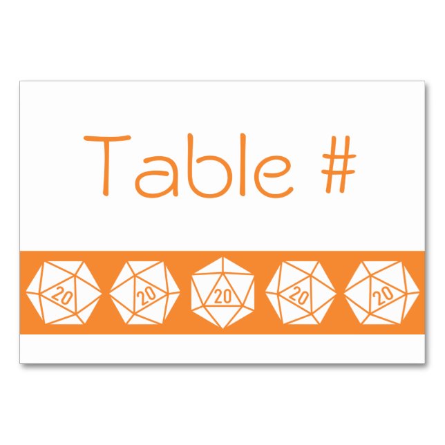 Tabletop Chic in orangefarbener Tischkarte Tischnummer (Vorderseite)