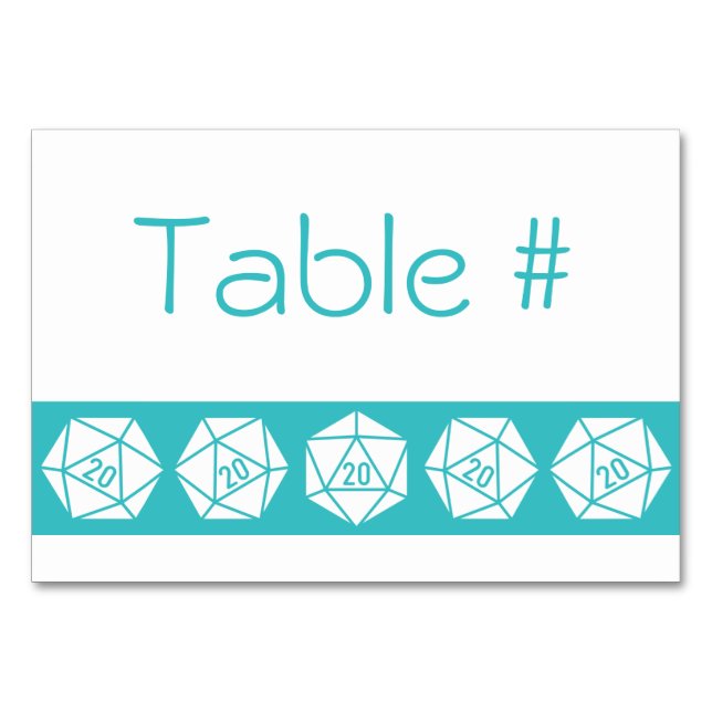 Tabletop Chic in Türkisfarben Tischnummer (Vorderseite)