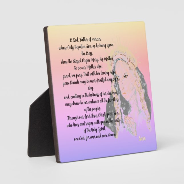 Tabletop Easel mit Leinwand; Gebet Jungfrau Mary Fotoplatte (Vorderseite)