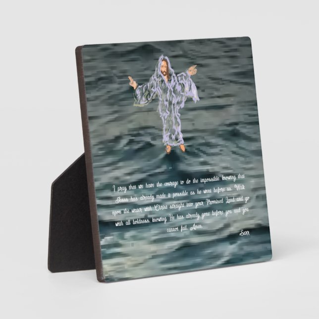 Tabletop Easel mit Leinwand:Jesus läuft auf Wasser Fotoplatte (Vorderseite)
