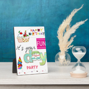 Tabletop Plaque mit Easel Baby FUN Cupcake Happy Fotoplatte