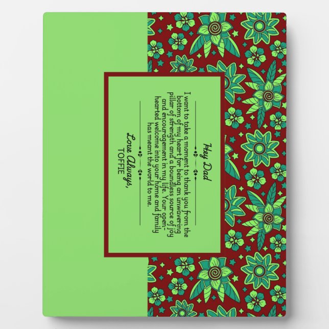 Tabletop Plaque mit Easel Fotoplatte (Vorderseite)