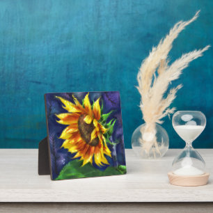 Tabletop Plaque Sunflower at Night Art Print Fotoplatte
