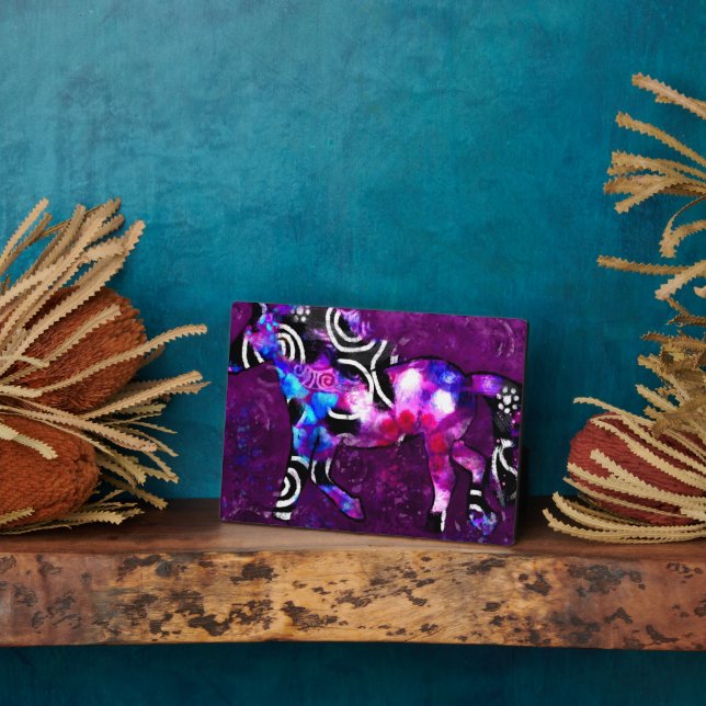 Tabletop Plaque Whimsical Abstrakt Horse Art Blue Fotoplatte (Seite)